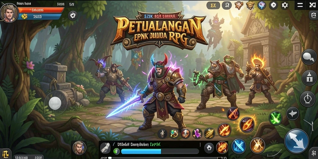Screenshot 5ZK menampilkan karakter beraksi di medan perang RPG.