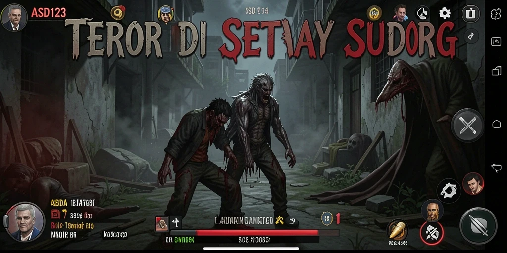 Screenshot utama memperlihatkan suasana mencekam dalam gameplay ASD123.