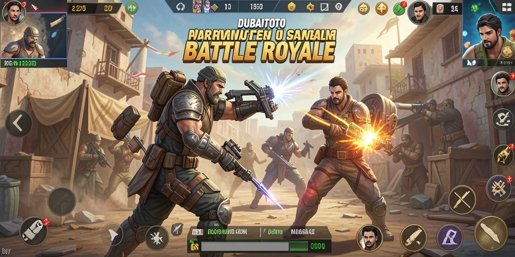 Screenshot gameplay DUBAITOTO menampilkan aksi seru dalam pertarungan Battle Royale.