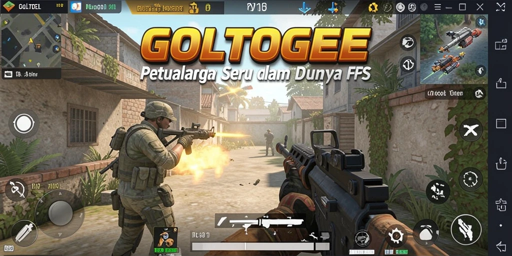 Screenshot gameplay seru GOLTOGEL dengan aksi FPS intens.