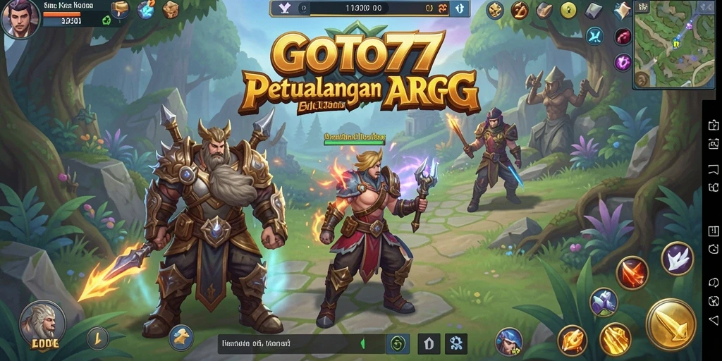 Screenshot GOTO77 menampilkan pertarungan epik di dunia ARPG.