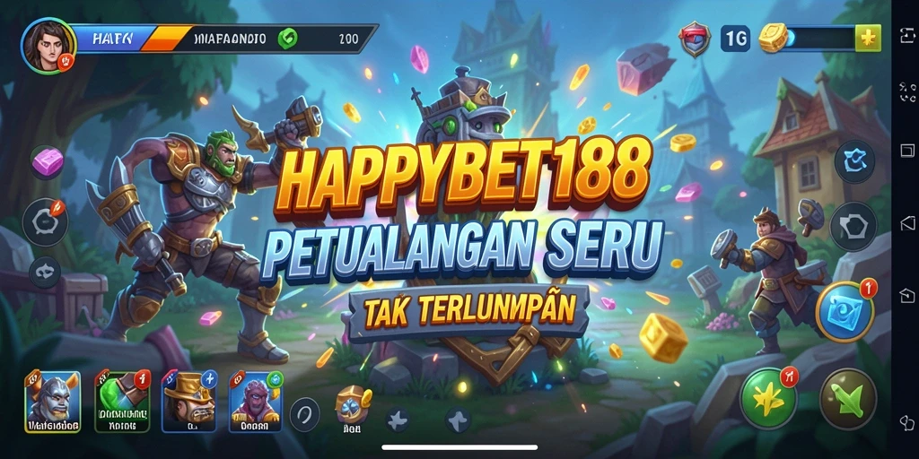 Tangkapan layar utama menunjukkan gameplay seru dalam <strong>HAPPYBET188</strong> di dunia petualangan yang menakjubkan.