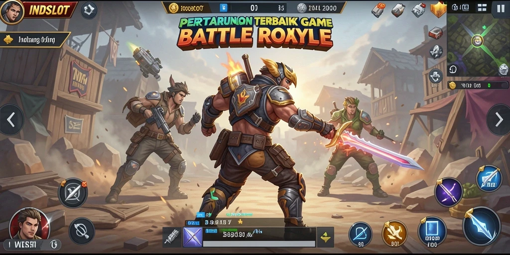 Tampilan gameplay INDSLOT dengan aksi Battle Royale yang intens.