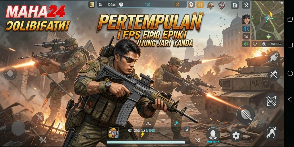 Tampilan gameplay intens dan aksi tembak-menembak di MAHA24.