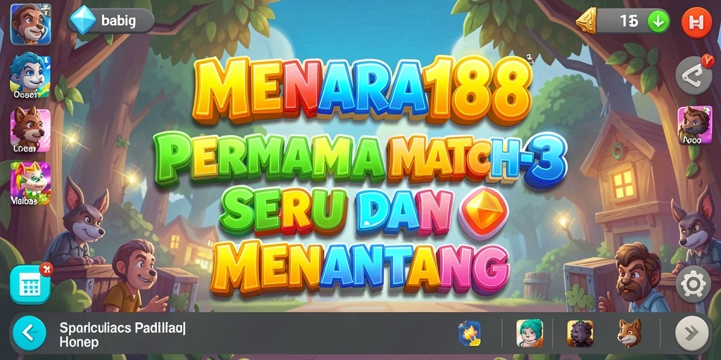Tangkapan layar MENARA188 menampilkan gameplay Match-3 yang seru dan penuh warna.