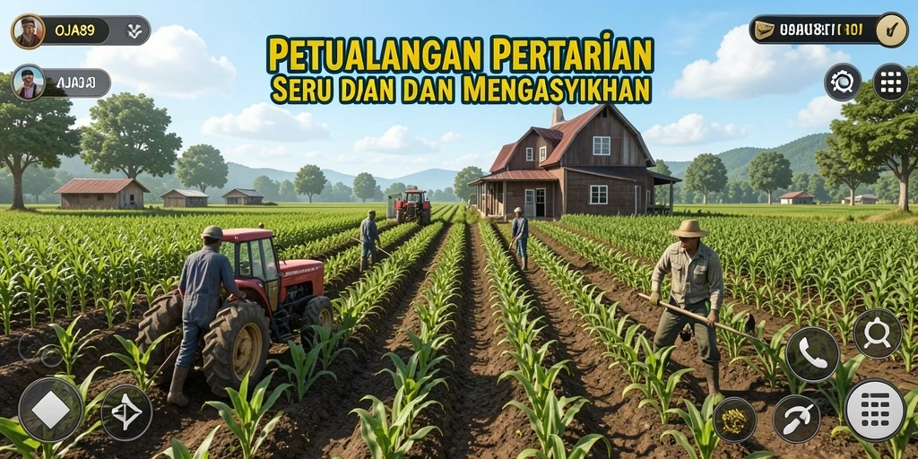 Tangkapan layar gameplay OJA89 menampilkan keseruan bertani dan mengelola ladang.