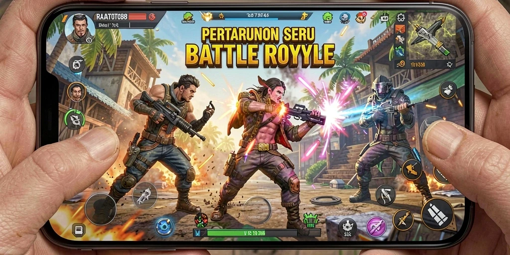 Screenshot dari gameplay seru dalam RAJATOTO88 Battle Royale.
